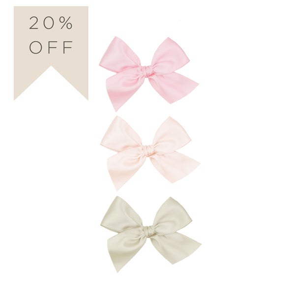 Satin Bow 3 Pack: Blush Clips