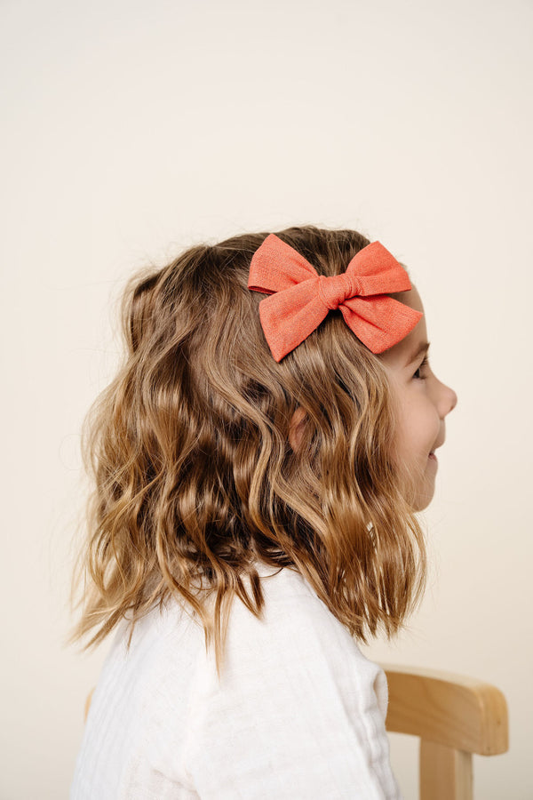 Linen Bow - Persimmon Clip