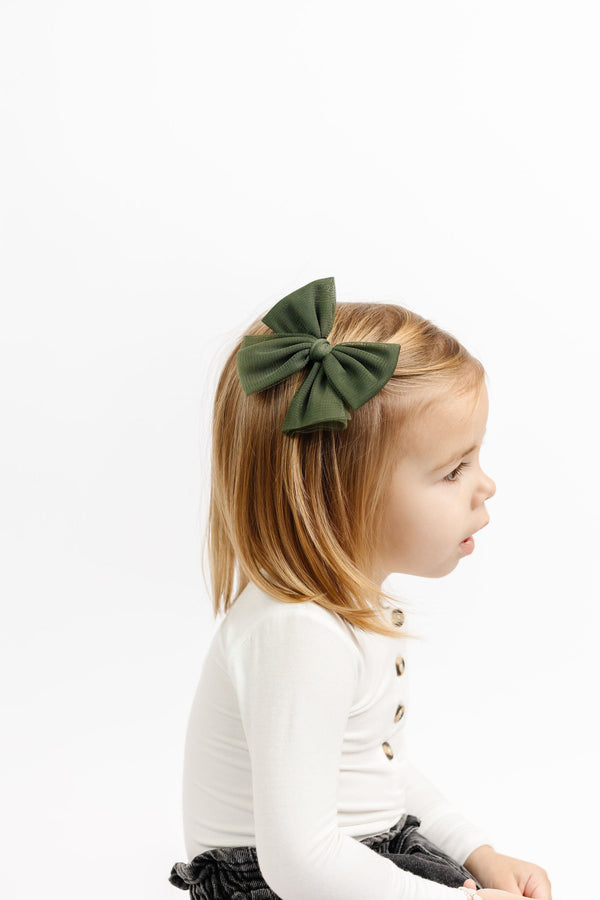 Pre-Order - Tulle Bow - Olive Clip