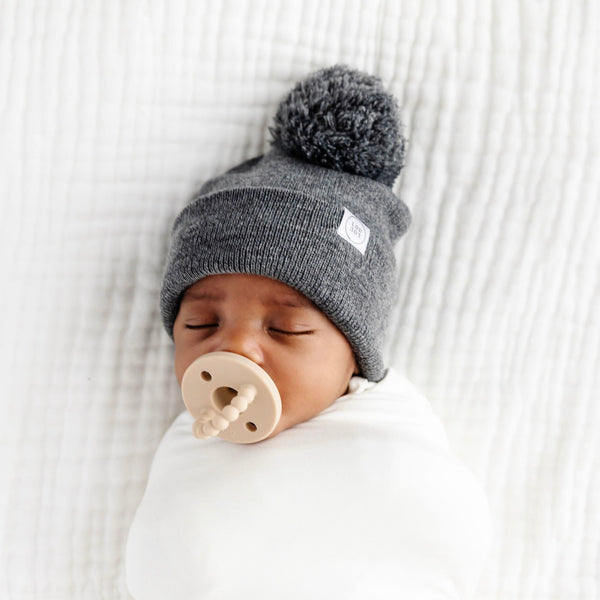 Pre-Order - Beanie with Pom - Heathered Charcoal