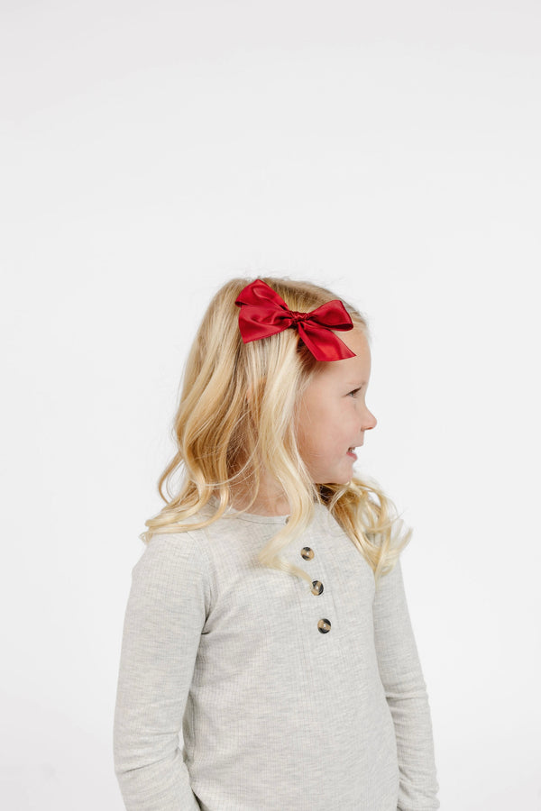 Pre-Order - Satin Bow 3 Pack: Ruby Clips