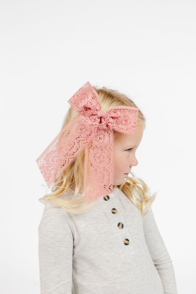 Lace Bow - Rose Sash Clip