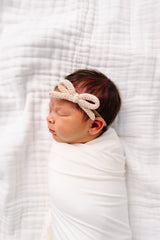 Crochet Bow - Oat Headband