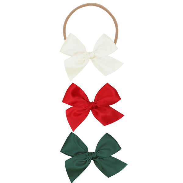 Pre-Order: Satin Bow 3 Pack: Cherry Headbands