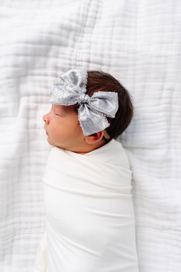 Chiffon Bow - Chrome Shimmer Headband