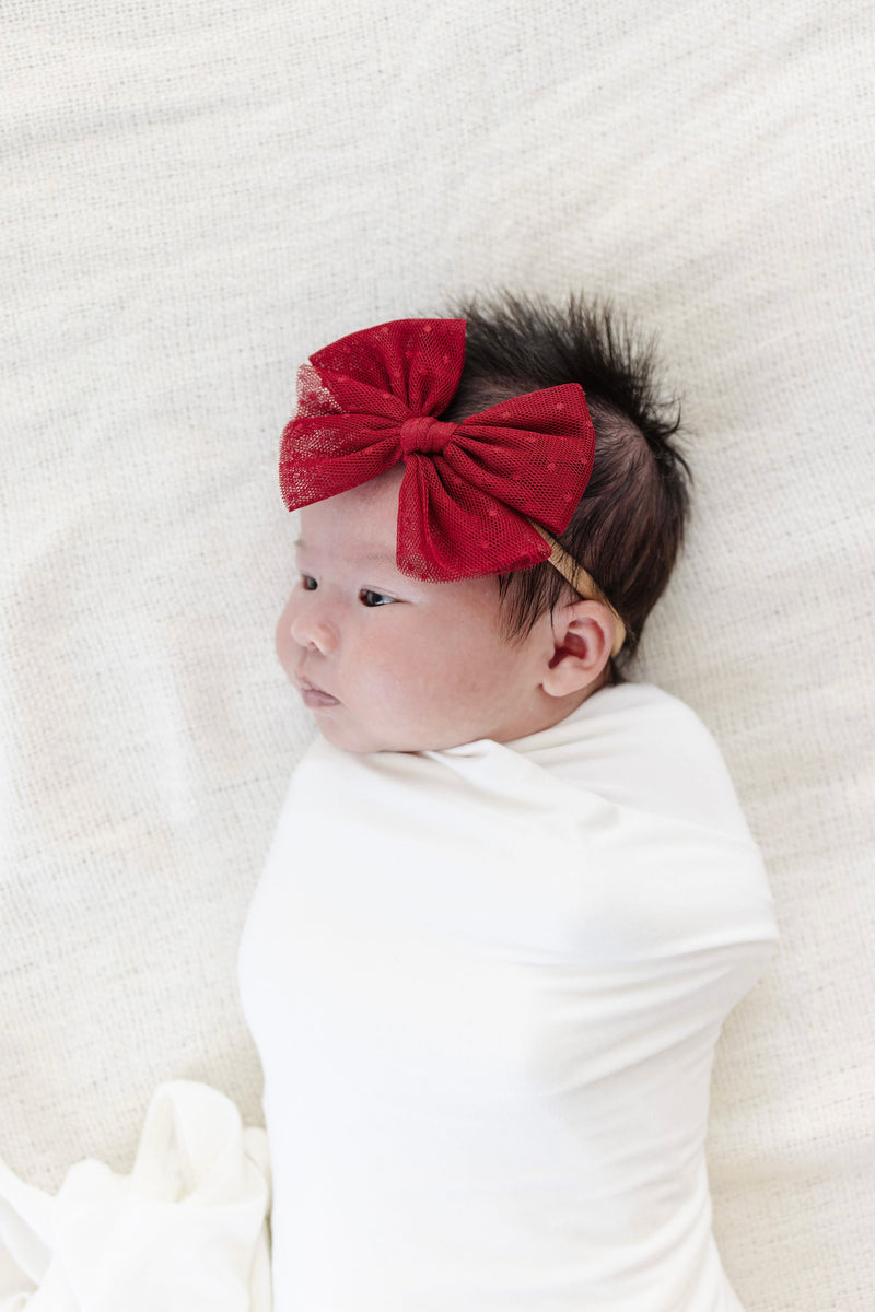 Tulle Bow 3 Pack: Red Dot Headbands