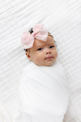 Tulle Bow - Blush Shimmer Dot Headband