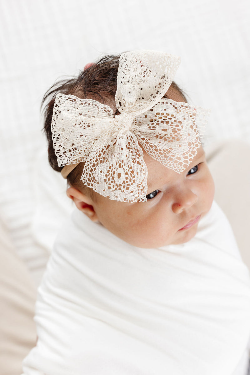 Lace Bow 3 Pack - Pink Floral Headbands