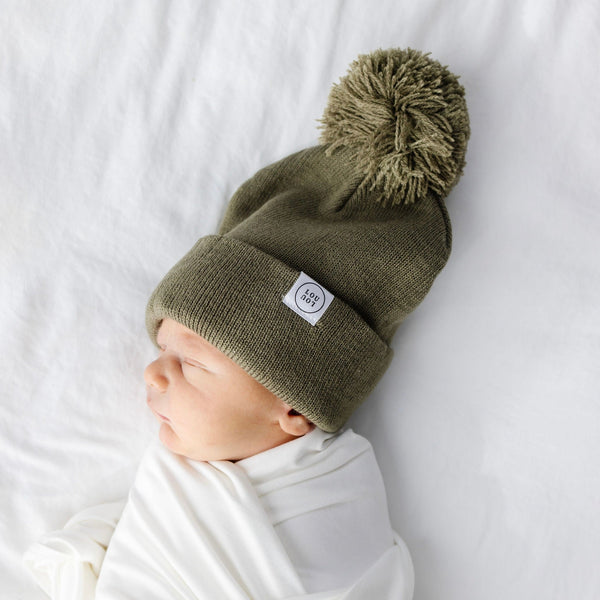 Pre-Order: Beanie with Pom - Moss Green