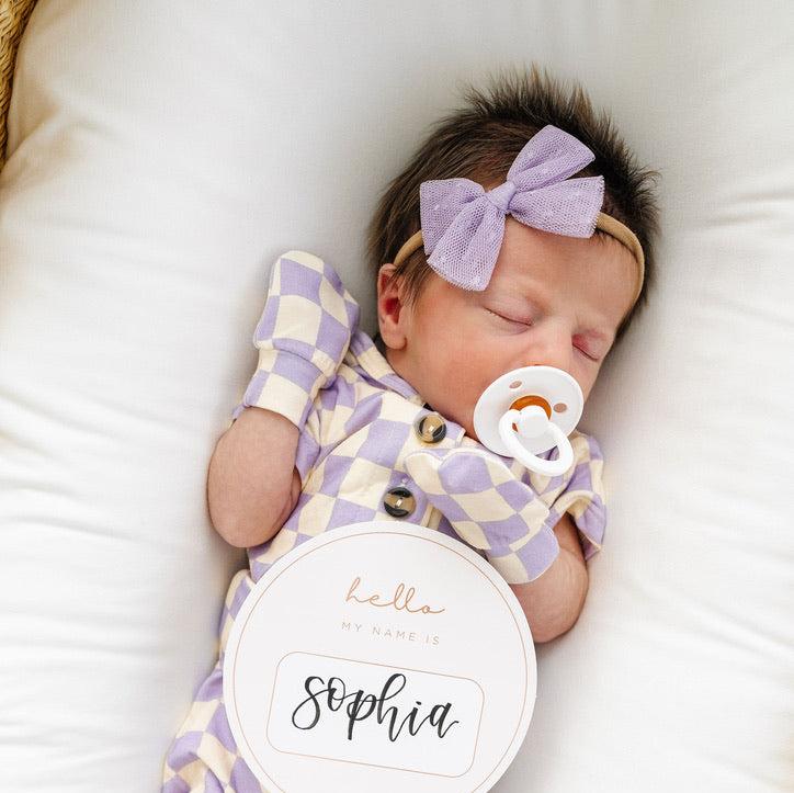 Tulle Bow - Lavender Dot Headband