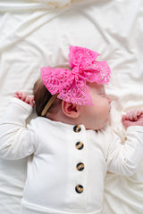 Lace Bow - Strawberry Headband