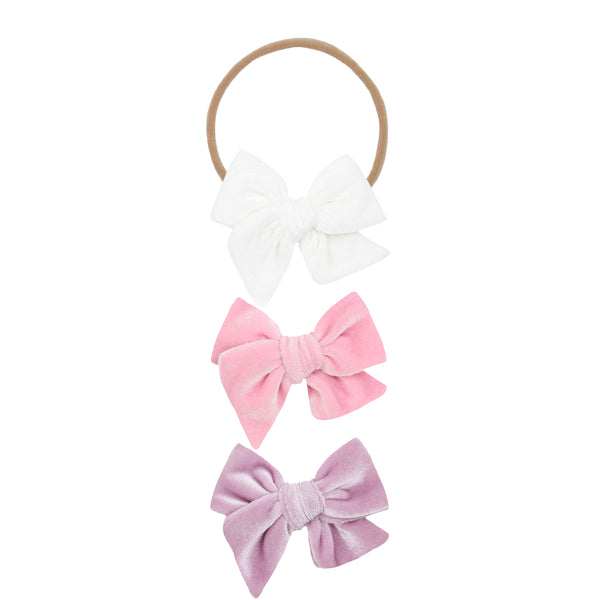 Velvet Bow 3 Pack: Bubblegum Headbands
