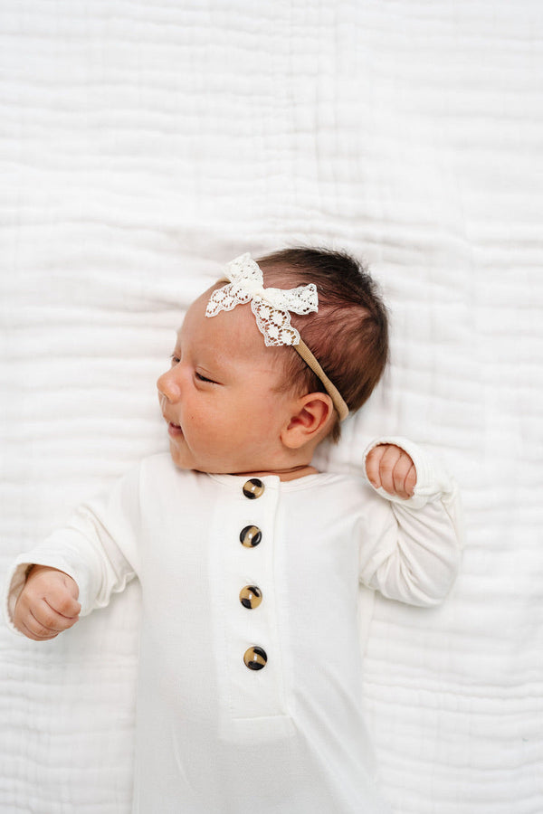 Lace Bow - Mini Ivory Headband