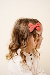 Linen Bow - Persimmon Clip