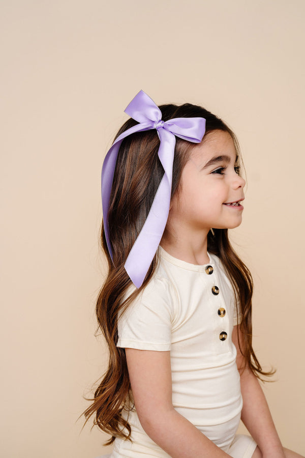 Satin Bow - Lilac Sash Clip