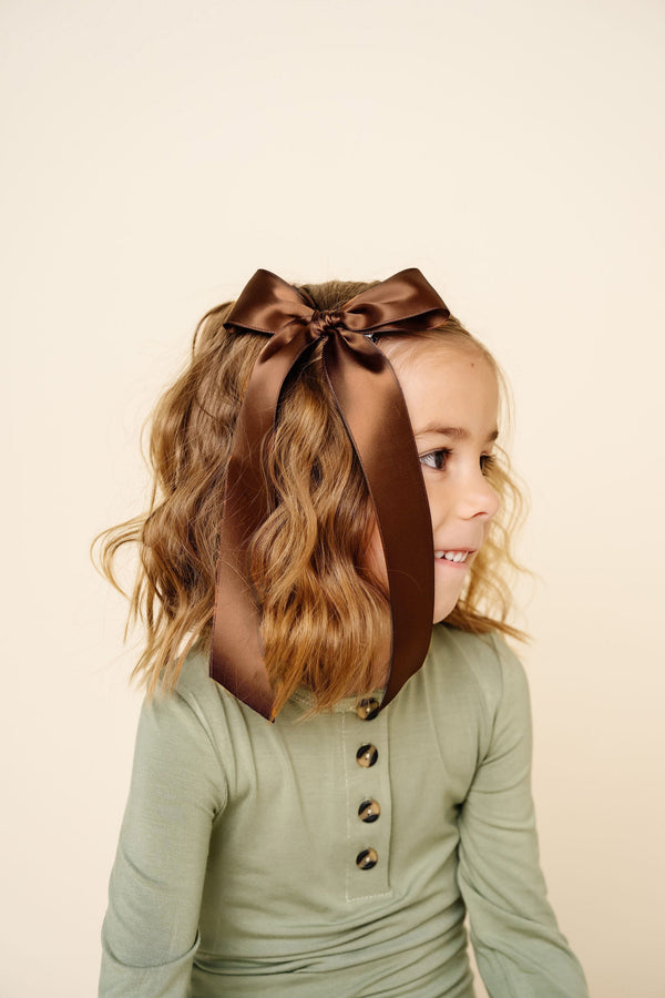 Pre-Order: Satin Bow - Chocolate Sash Clip