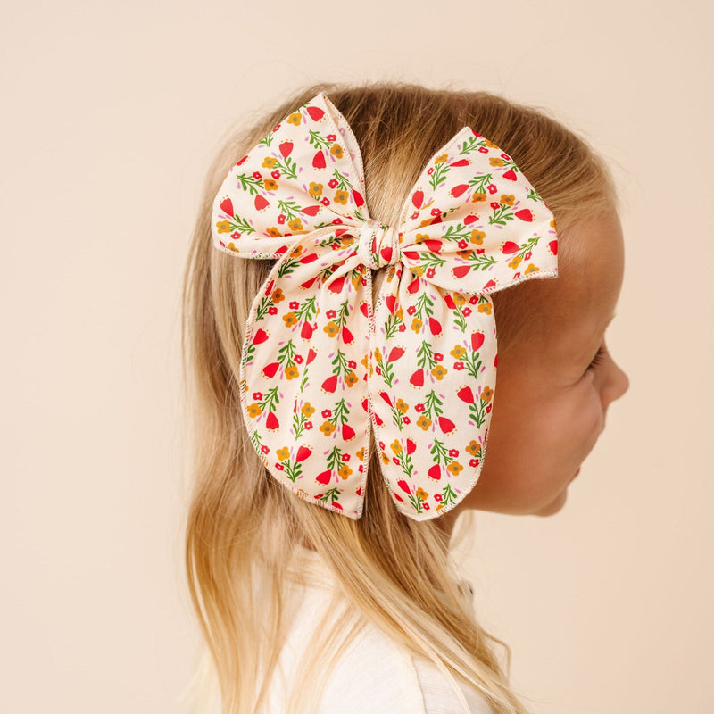 Heirloom Bow - Red Floral Clip