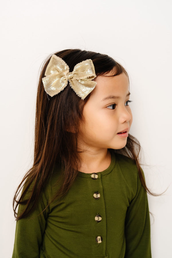 Chiffon Bow - Gold Clip