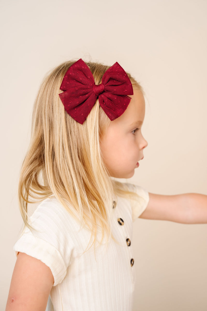 Tulle Bow - Red Dot Clip