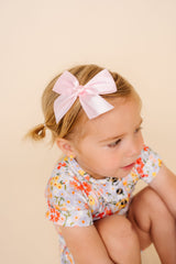 Satin Bow - Baby Pink Clip