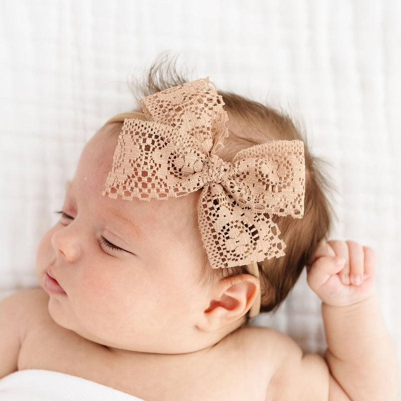 Lace Bow - Tan Headband