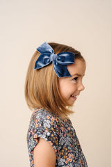 Velvet - Steel Blue Bow Clip