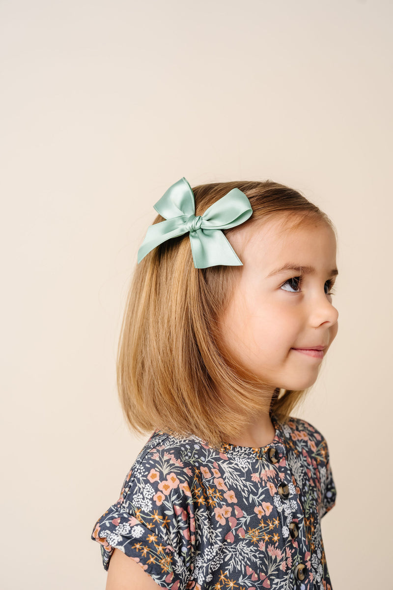 Satin Bow - Sage Clip