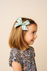 Satin Bow - Sage Clip