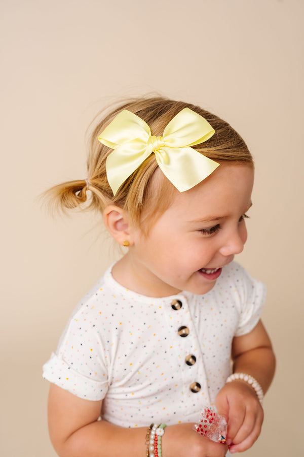 Satin Bow - Lemon Clip