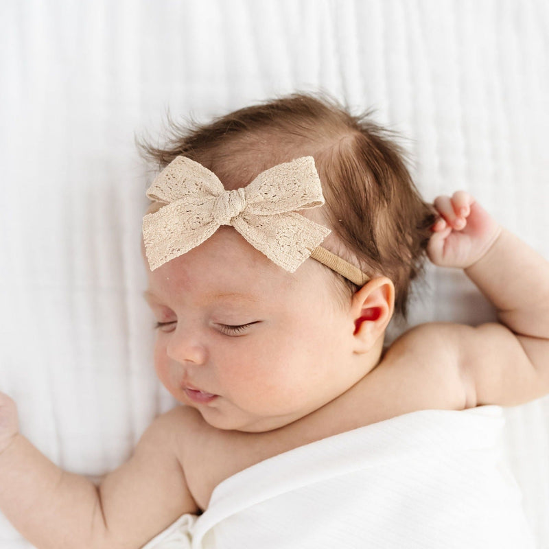 Lace Bow - Sand Crochet Headband