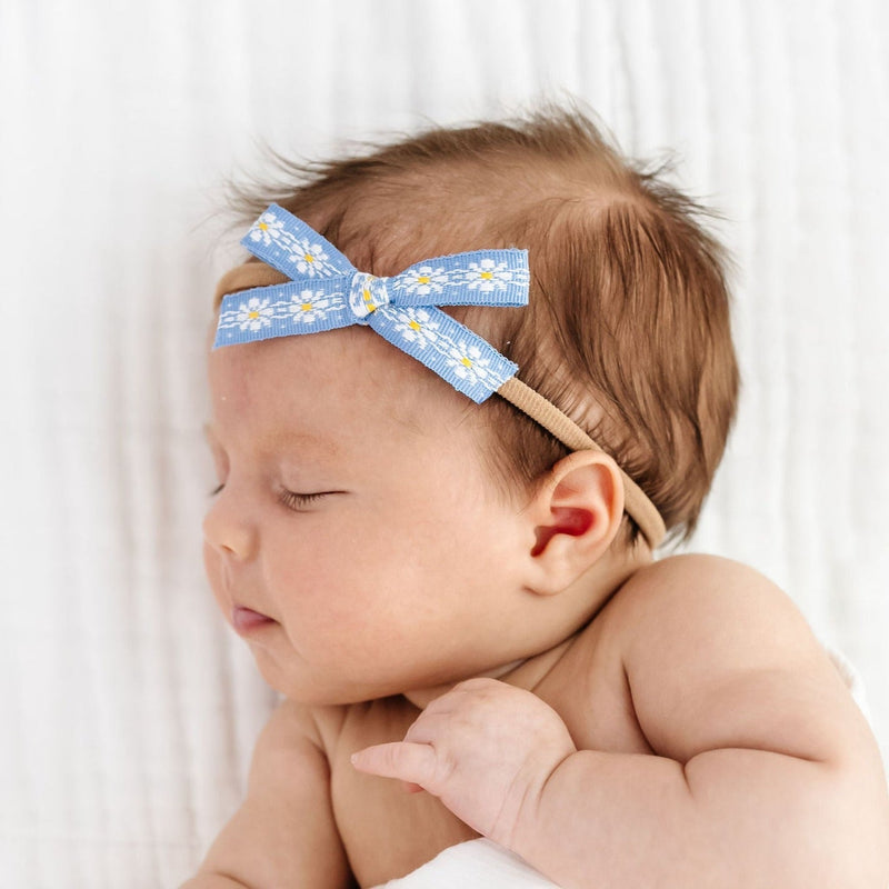 Lace Bow - Blue Daisy Headband