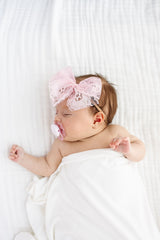 Lace Bow - Powder Pink Headband