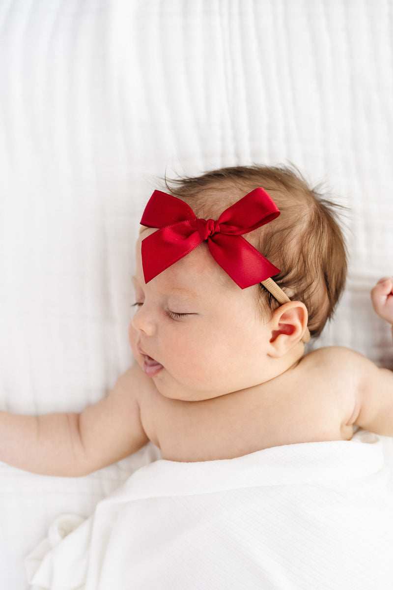 Satin Bow - Ruby Headband