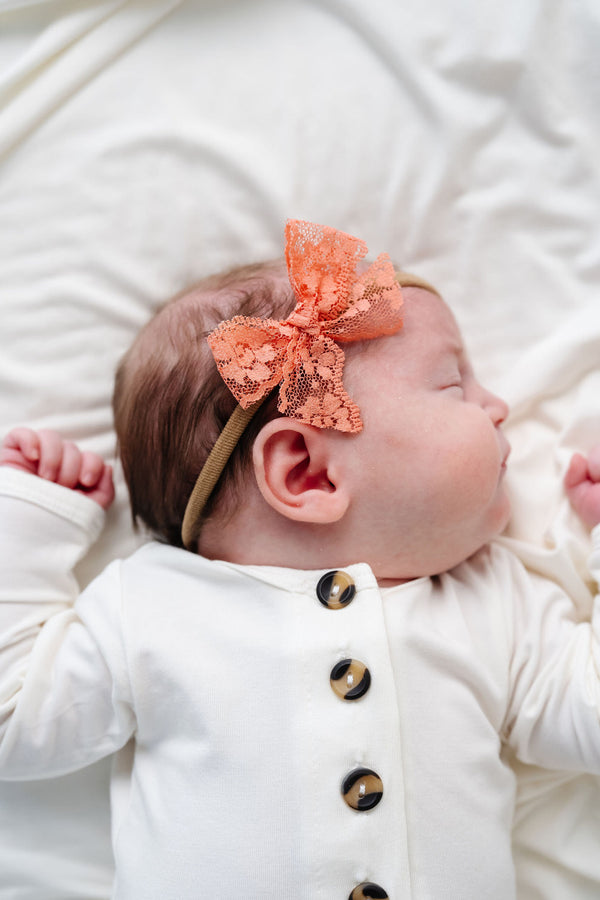 Lace Bow - Tangerine Headband