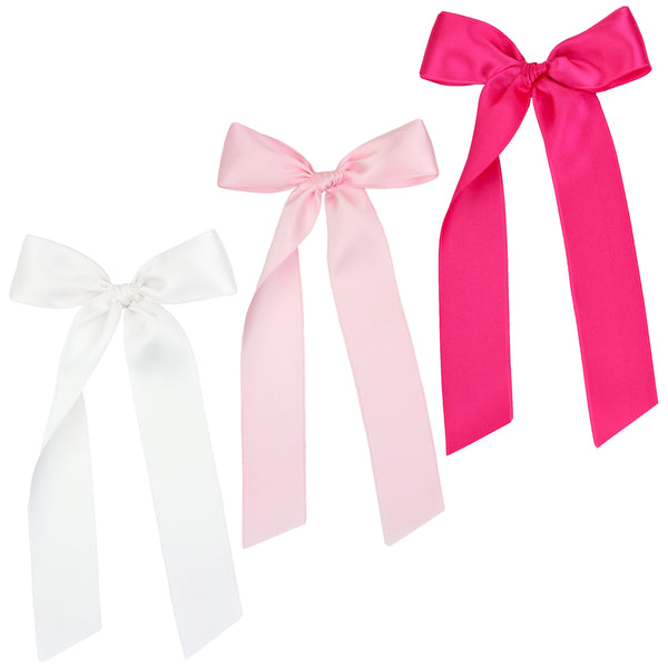 Satin Bow 3 Pack: Baby Pink Sash Clips