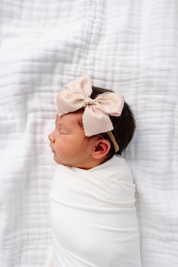 Chiffon Bow - Champagne Shimmer Headband