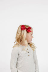 Satin Bow - Ruby Clip