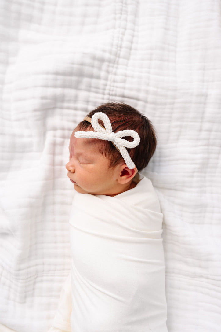 Crochet Bow - Ivory Headband