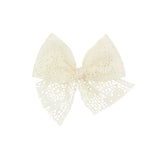 Lace Bow - Ivory Floral Clip