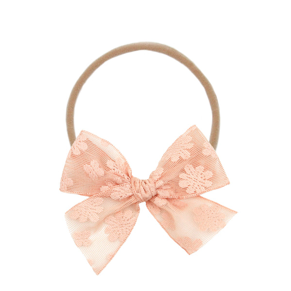 Lace Bow - Peach Daisy Headband