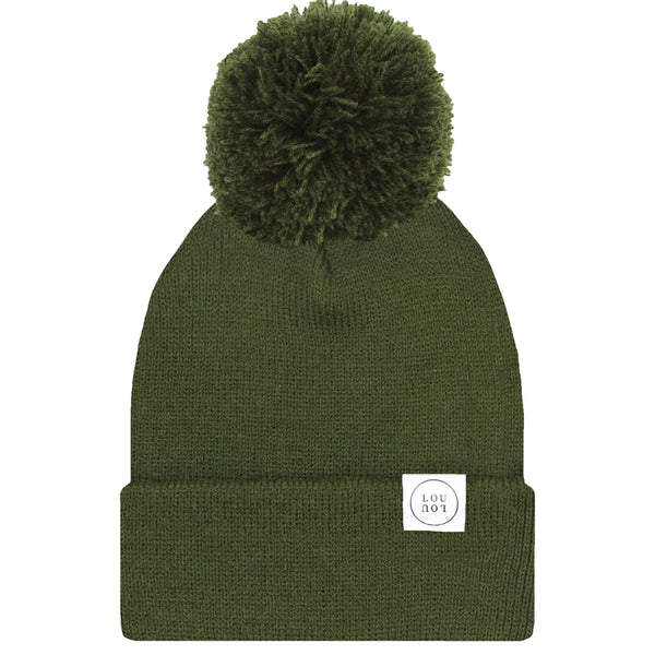 Pre-Order: Beanie with Pom - Olive Green