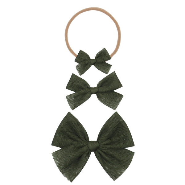 Pre-Order - Tulle Bow - Olive Headband