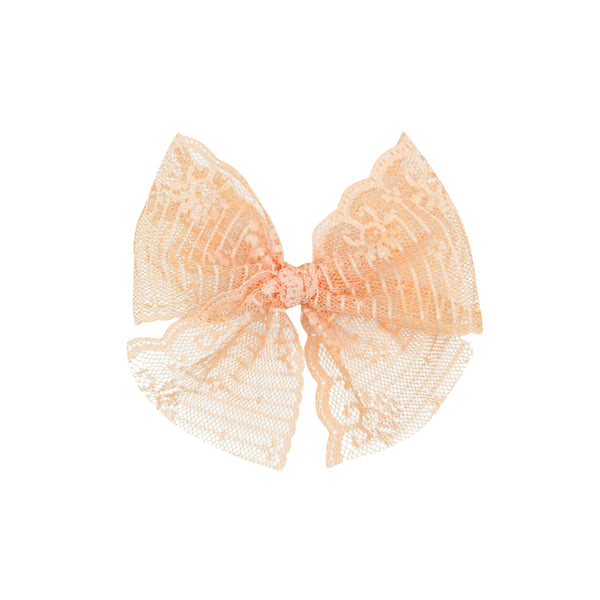 Lace Bow - Peach Lace Clip