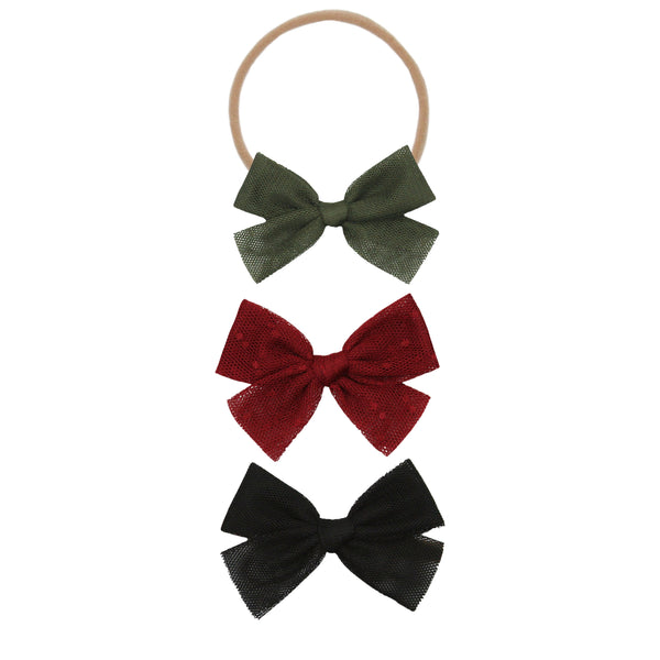 Pre-Order - Tulle Bow 3 Pack: Red Dot Headbands