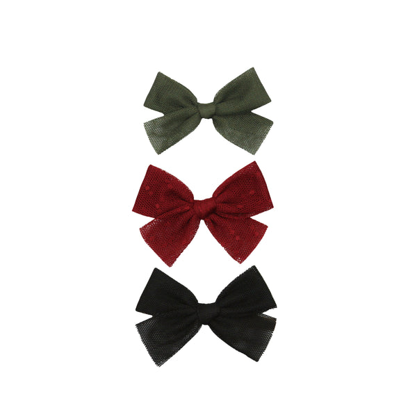 Pre-Order - Tulle Bow 3 Pack: Red Dot Clips