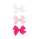 Satin Bow 3 Pack: Baby Pink Clips