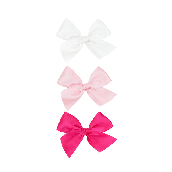 Satin Bow 3 Pack: Baby Pink Clips