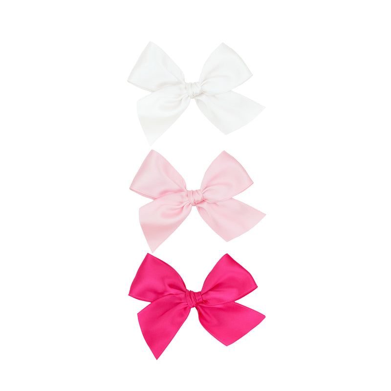 Satin Bow 3 Pack: Baby Pink Clips