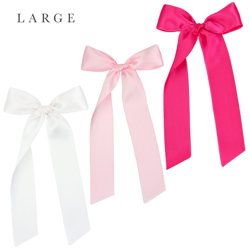 Satin Bow 3 Pack: Baby Pink Sash Clips