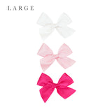 Satin Bow 3 Pack: Baby Pink Clips